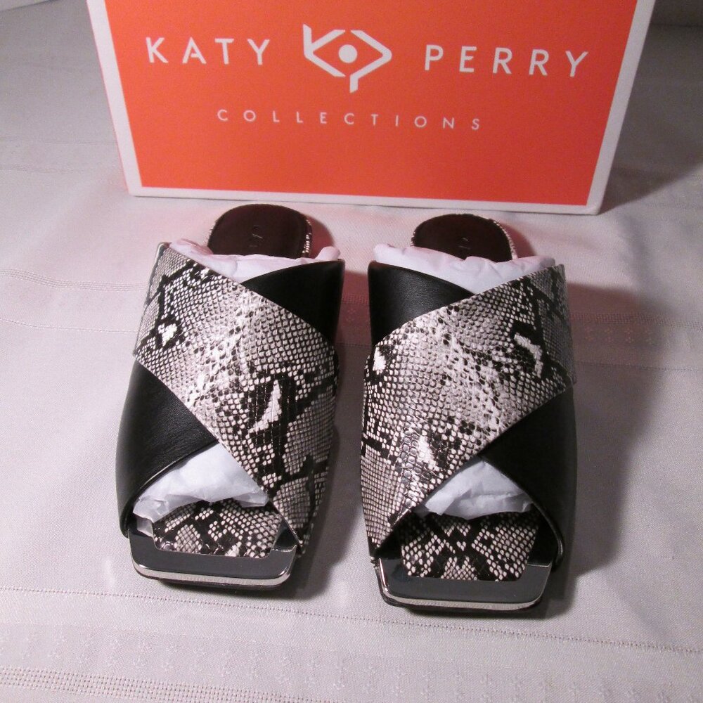 Katy Perry Collections The Checked In Slide Snake Embossed Sz 6.5
